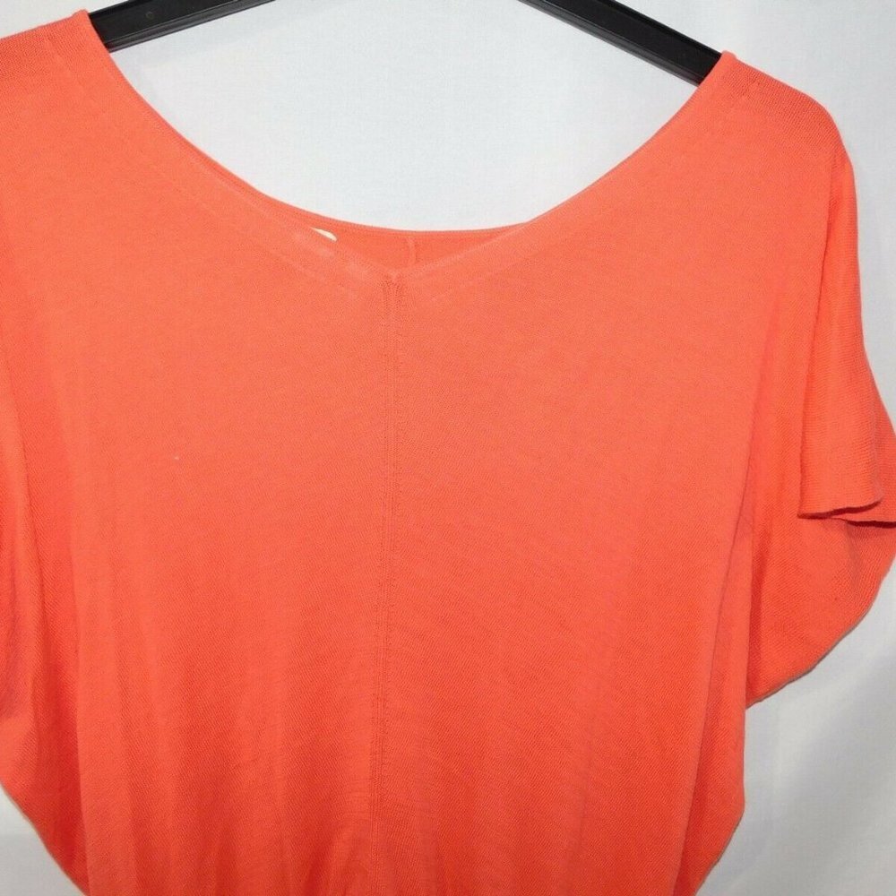 Anthropologie MOTH Orange Knit Short Flutter Sleeve Sweater Womens M - Picture 8 of 8